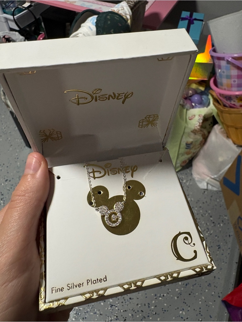 Disney Silver Tone Necklace with Clear Crystal Accents